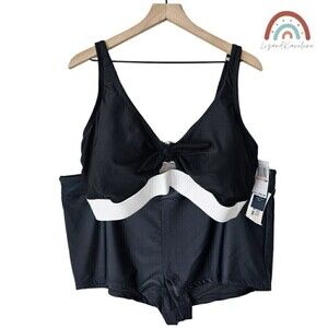 New! Aqua Couture Two Piece Bikini Top Swim Short Swimsuit Plus Size 2X/3X